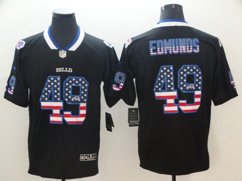 Men Buffalo Bills #49 Edmunds Nike USA Flag Fashion Black Color Rush Limited NFL Jersey